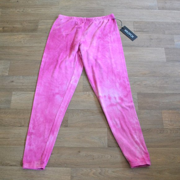 NWT Wildfox Love Potion Pink Tie Dye Brushed Plush Soft Joggers Size Small - Picture 2 of 6